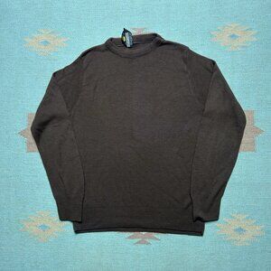 Vintage 1970s acrylic knit sweater pullover chocolate brown blank soft small